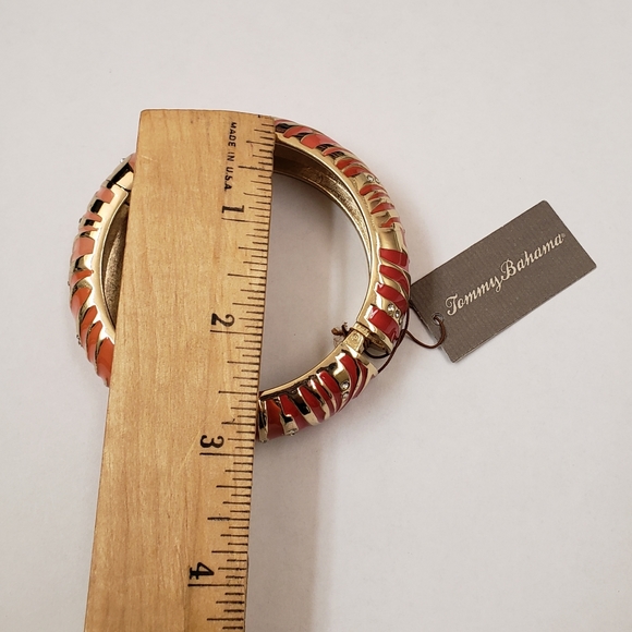 Tommy Bahama, orange zebra palm enamel jeweled clamper bangle bracelet NWT - Picture 5 of 13